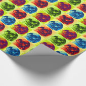 Blauw Groen Rood Schedel Kerstmis Wrapping Papier (Hoek)