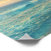 Blauw Groen Rood Sinaasappel Strand Palmboom Zonso Poster (Hoek)