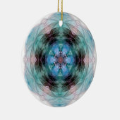 Blauw groen roze bloem stervormig patroon keramisch ornament (Rechts)