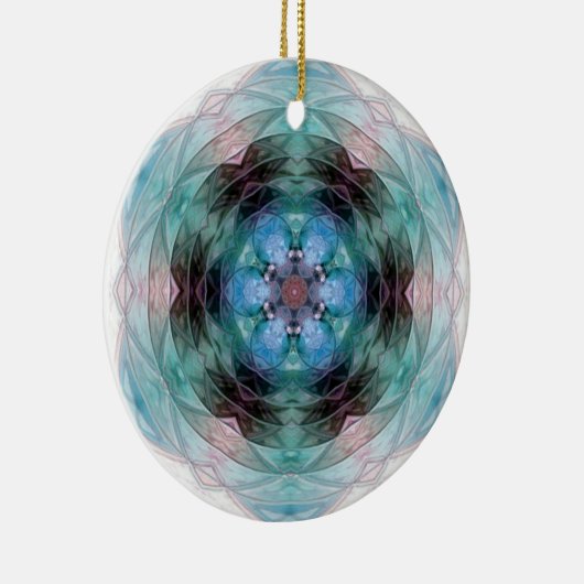 Blauw groen roze bloem stervormig patroon keramisch ornament (Rechts)