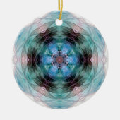 Blauw groen roze bloem stervormig patroon keramisch ornament (Voorkant)