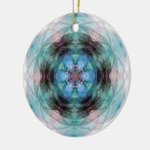 Blauw groen roze bloem stervormig patroon keramisch ornament (Links)