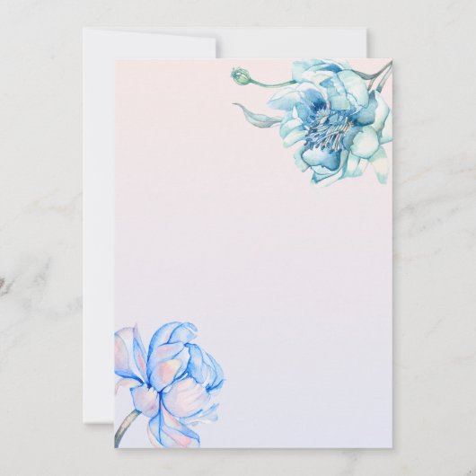 Blauw Groen Roze Bloemig Modern Modieus Aquarel Kaart (Achterkant)