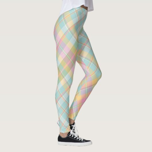 Blauw, groen, roze en gouden speldenpatroon leggings (Rechts)