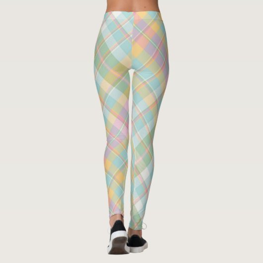 Blauw, groen, roze en gouden speldenpatroon leggings (Achterkant)