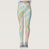 Blauw, groen, roze en gouden speldenpatroon leggings (Voorkant)