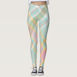 Blauw, groen, roze en gouden speldenpatroon leggings