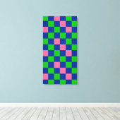 Blauw Groen Roze Geruit Patroonontwerp  Canvas Afdruk (Insitu (Houten vloer))