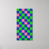 Blauw Groen Roze Geruit Patroonontwerp  Canvas Afdruk (Voorkant)