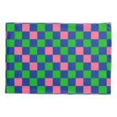 Blauw Groen Roze Geruit Patroonontwerp Kussensloop (Achterkant)