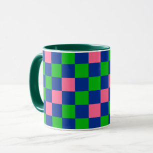 Blauw Groen Roze Geruit Patroonontwerp  Mok