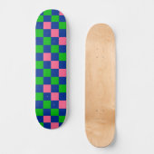 Blauw Groen Roze Geruit Patroonontwerp  Persoonlijk Skateboard (Voorkant)