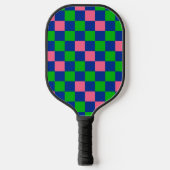 Blauw Groen Roze Geruit Patroonontwerp  Pickleball Paddle (Voorkant)