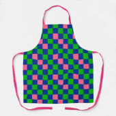 Blauw Groen Roze Geruit Patroonontwerp Schort (Voorkant)