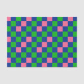 Blauw Groen Roze Geruit Patroonontwerp Tissuepapier (Voorkant)