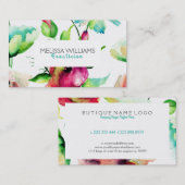 Blauw groen & Roze Ontluikende Bloemen Visitekaartje (Voorkant / Achterkant)