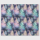 Blauw Groen Roze Paarse Bomen Moderne Kerst Cadeaupapier (Vlak)
