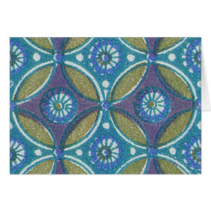 Blauw Groen Rustiek Boho Geometrisch Cirkelpatroon