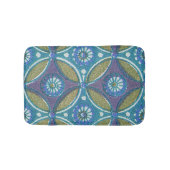 Blauw Groen Rustiek Boho Geometrisch Cirkelpatroon Badmat (Voorkant)