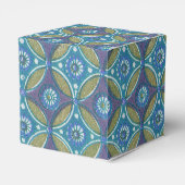 Blauw Groen Rustiek Boho Geometrisch Cirkelpatroon Bedankdoosjes (Achterkant)