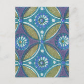 Blauw Groen Rustiek Boho Geometrisch Cirkelpatroon Briefkaart (Voorkant)