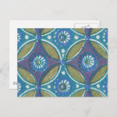 Blauw Groen Rustiek Boho Geometrisch Cirkelpatroon Briefkaart (Voorkant / Achterkant)