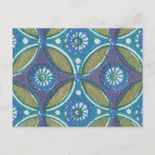 Blauw Groen Rustiek Boho Geometrisch Cirkelpatroon Briefkaart