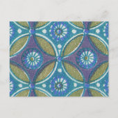 Blauw Groen Rustiek Boho Geometrisch Cirkelpatroon Briefkaart (Voorkant)