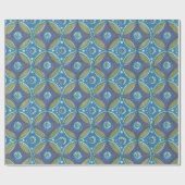 Blauw Groen Rustiek Boho Geometrisch Cirkelpatroon Cadeaupapier (Vlak)