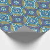 Blauw Groen Rustiek Boho Geometrisch Cirkelpatroon Cadeaupapier (Hoek)