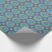 Blauw Groen Rustiek Boho Geometrisch Cirkelpatroon Cadeaupapier (Hoek)