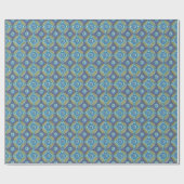 Blauw Groen Rustiek Boho Geometrisch Cirkelpatroon Cadeaupapier (Vlak)