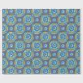 Blauw Groen Rustiek Boho Geometrisch Cirkelpatroon Cadeaupapier (Vlak)