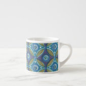 Blauw Groen Rustiek Boho Geometrisch Cirkelpatroon Espresso Kop (Rechts)
