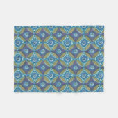 Blauw Groen Rustiek Boho Geometrisch Cirkelpatroon Fleece Deken (Voorkant (Horizontaal))