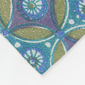 Blauw Groen Rustiek Boho Geometrisch Cirkelpatroon Fleece Deken (Hoek)