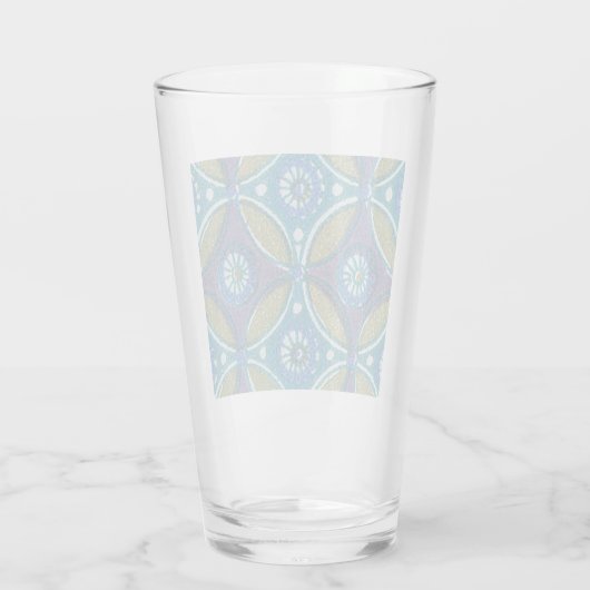 Blauw Groen Rustiek Boho Geometrisch Cirkelpatroon Glas (Achterkant)