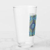 Blauw Groen Rustiek Boho Geometrisch Cirkelpatroon Glas (Rechts)