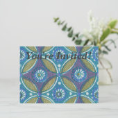 Blauw Groen Rustiek Boho Geometrisch Cirkelpatroon Kaart (Staand voorkant)