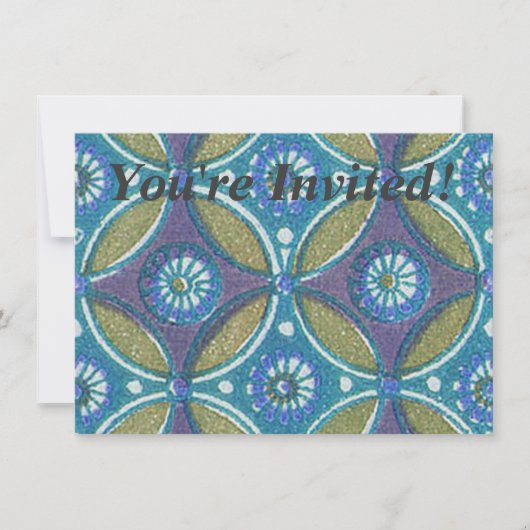 Blauw Groen Rustiek Boho Geometrisch Cirkelpatroon Kaart (Voorkant)