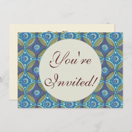 Blauw Groen Rustiek Boho Geometrisch Cirkelpatroon Kaart (Voorkant / Achterkant)