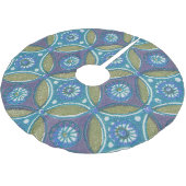 Blauw Groen Rustiek Boho Geometrisch Cirkelpatroon Kerstboom Rok (Gekanteld)