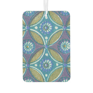Blauw Groen Rustiek Boho Geometrisch Cirkelpatroon Luchtverfrisser