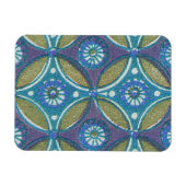 Blauw Groen Rustiek Boho Geometrisch Cirkelpatroon Magneet (Horizontaal)