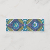 Blauw Groen Rustiek Boho Geometrisch Cirkelpatroon Mini Visitekaartje (Achterkant)