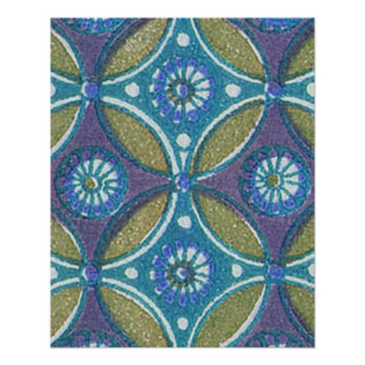 Blauw Groen Rustiek Boho Geometrisch Cirkelpatroon Perfect Poster (Voorkant)