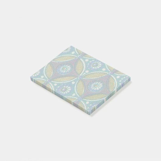 Blauw Groen Rustiek Boho Geometrisch Cirkelpatroon Post-it® Notes (Schuin)