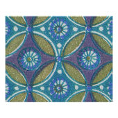 Blauw Groen Rustiek Boho Geometrisch Cirkelpatroon Poster (Voorkant)