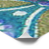 Blauw Groen Rustiek Boho Geometrisch Cirkelpatroon Poster (Hoek)