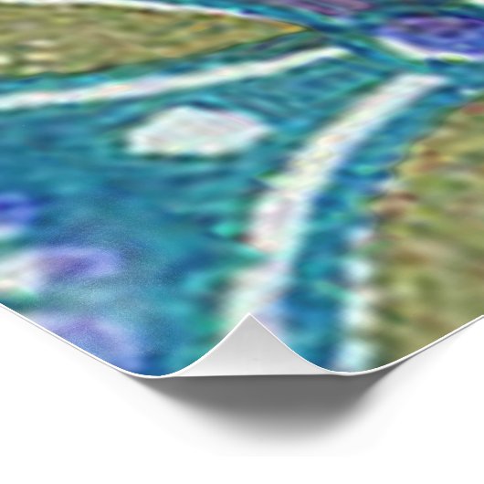 Blauw Groen Rustiek Boho Geometrisch Cirkelpatroon Poster (Hoek)